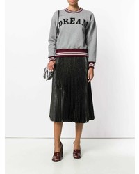 Женский серый свитер с круглым вырезом с принтом от N°21