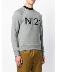 Мужской серый свитер с круглым вырезом с принтом от N°21
