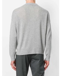 Мужской серый свитер с круглым вырезом с принтом от Prada