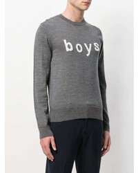 Мужской серый свитер с круглым вырезом с принтом от Comme Des Garçons Shirt Boys