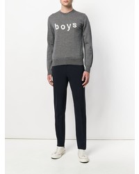 Мужской серый свитер с круглым вырезом с принтом от Comme Des Garçons Shirt Boys