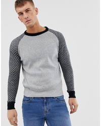 Мужской серый свитер с круглым вырезом с принтом от Ringspun