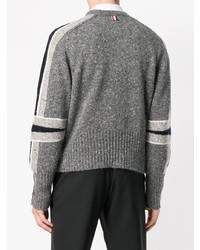 Мужской серый свитер с круглым вырезом с принтом от Thom Browne