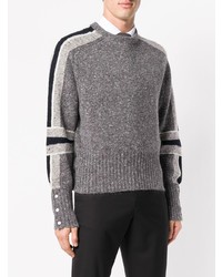 Мужской серый свитер с круглым вырезом с принтом от Thom Browne