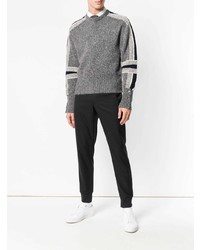 Мужской серый свитер с круглым вырезом с принтом от Thom Browne