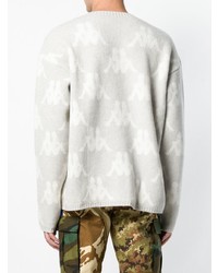 Мужской серый свитер с круглым вырезом с принтом от Paura