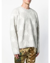 Мужской серый свитер с круглым вырезом с принтом от Paura