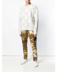 Мужской серый свитер с круглым вырезом с принтом от Paura