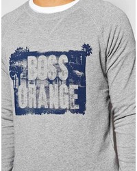 Мужской серый свитер с круглым вырезом с принтом от Boss Orange