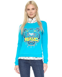 Женский серый свитер с круглым вырезом с принтом от Kenzo