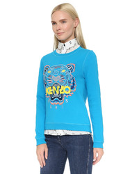 Женский серый свитер с круглым вырезом с принтом от Kenzo