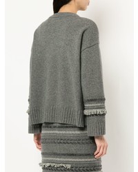 Женский серый свитер с круглым вырезом с принтом от Coohem