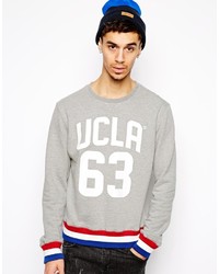 Мужской серый свитер с круглым вырезом с принтом от UCLA