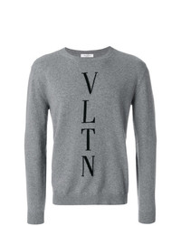 Мужской серый свитер с круглым вырезом с принтом от Valentino