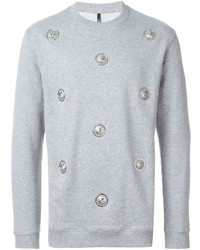 Мужской серый свитер с круглым вырезом с принтом от Versus