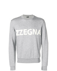 Мужской серый свитер с круглым вырезом с принтом от Z Zegna