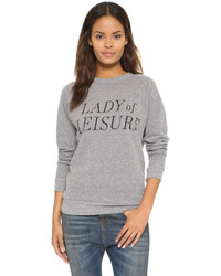 Женский серый свитер с круглым вырезом с принтом