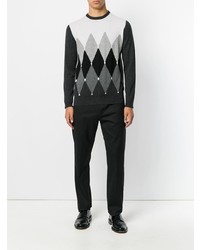 Мужской серый свитер с круглым вырезом с ромбами от Ballantyne