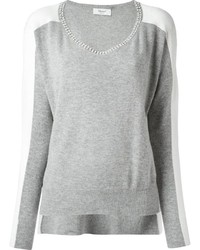 Женский серый свитер с круглым вырезом с украшением от Blugirl