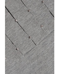 Женский серый свитер с круглым вырезом с украшением от Milly