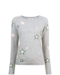 Серый свитер с круглым вырезом со звездами