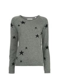 Женский серый свитер с круглым вырезом со звездами от Chinti & Parker