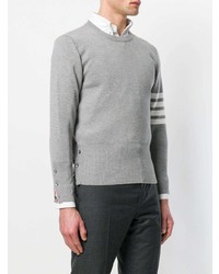 Мужской серый свитер с круглым вырезом от Thom Browne