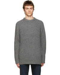 Мужской серый свитер с круглым вырезом от Acne Studios