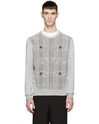 Мужской серый свитер с круглым вырезом от Alexander McQueen