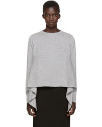 Женский серый свитер с круглым вырезом от Alexander McQueen