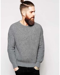 Мужской серый свитер с круглым вырезом от American Apparel