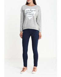 Женский серый свитер с круглым вырезом от B.Style