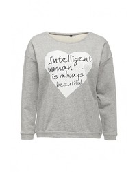 Женский серый свитер с круглым вырезом от B.Style