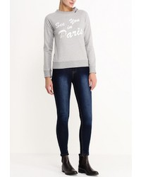 Женский серый свитер с круглым вырезом от Baon