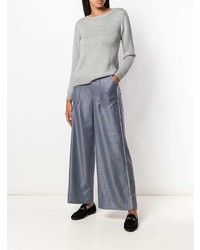 Женский серый свитер с круглым вырезом от Blanca