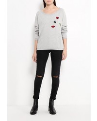 Женский серый свитер с круглым вырезом от BlendShe