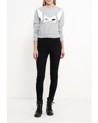 Женский серый свитер с круглым вырезом от Bright Girl