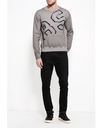 Мужской серый свитер с круглым вырезом от Bruebeck