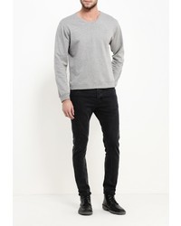 Мужской серый свитер с круглым вырезом от Bruebeck