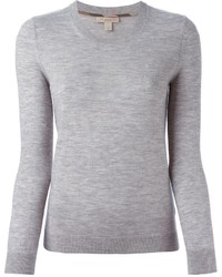 Женский серый свитер с круглым вырезом от Burberry