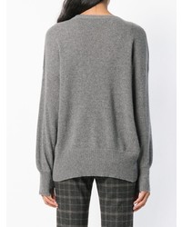 Женский серый свитер с круглым вырезом от Maison Flaneur