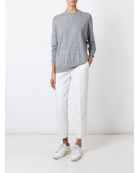 Женский серый свитер с круглым вырезом от Le Kasha