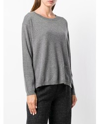 Женский серый свитер с круглым вырезом от Aspesi