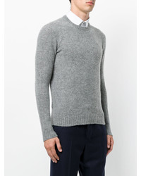 Мужской серый свитер с круглым вырезом от Zanone