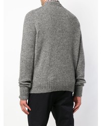 Мужской серый свитер с круглым вырезом от Prada