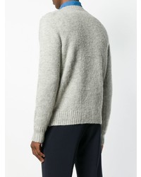 Мужской серый свитер с круглым вырезом от Aspesi
