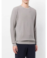 Мужской серый свитер с круглым вырезом от Paolo Pecora