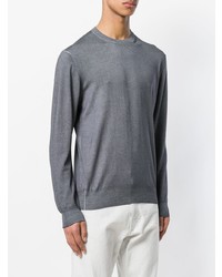 Мужской серый свитер с круглым вырезом от Cruciani