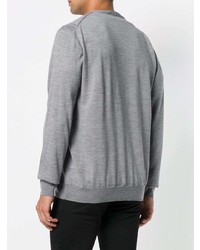 Мужской серый свитер с круглым вырезом от Paolo Pecora