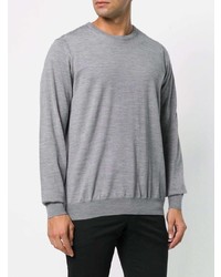 Мужской серый свитер с круглым вырезом от Paolo Pecora